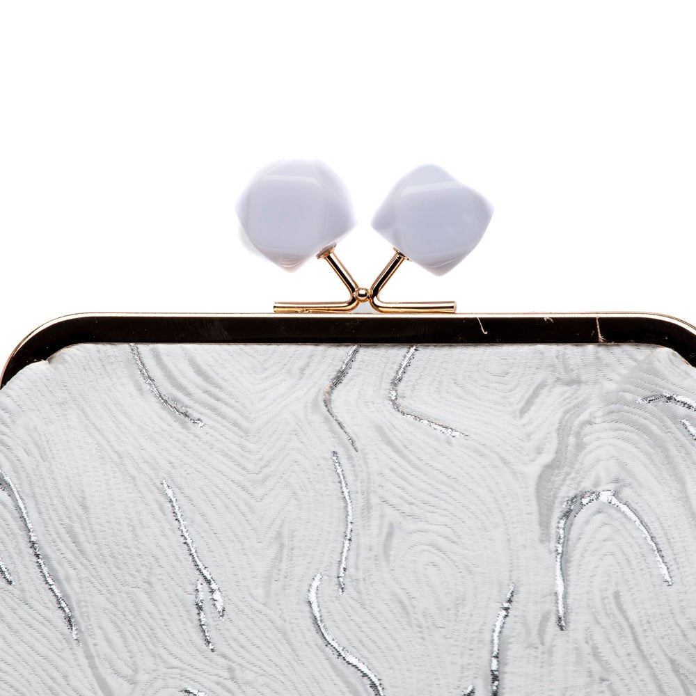 Clutch in tessuto stropicciato in raso bianco - TreemmeCreazioni