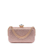 Clutch rigida con chiusura gioiello rosa