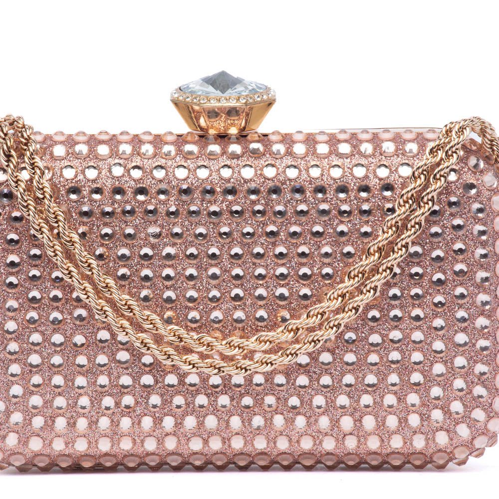 Clutch rigida con chiusura gioiello rosa - TreemmeCreazioni