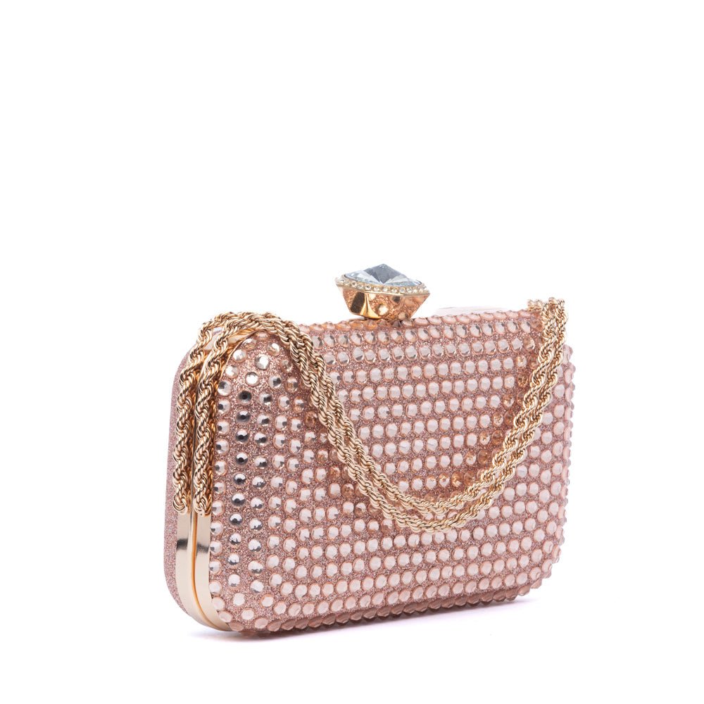 Clutch rigida con chiusura gioiello rosa - TreemmeCreazioni