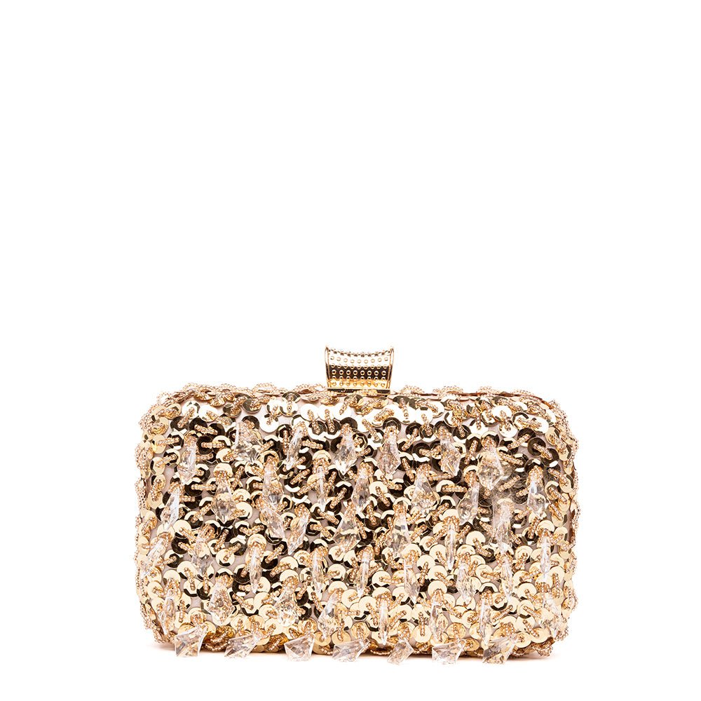 Clutch rigida in maxi paillettes a cristalli. - TreemmeCreazioni