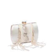 Clutch rigida in raso avorio con perline - TreemmeCreazioni