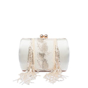 Clutch rigida in raso avorio con perline - TreemmeCreazioni