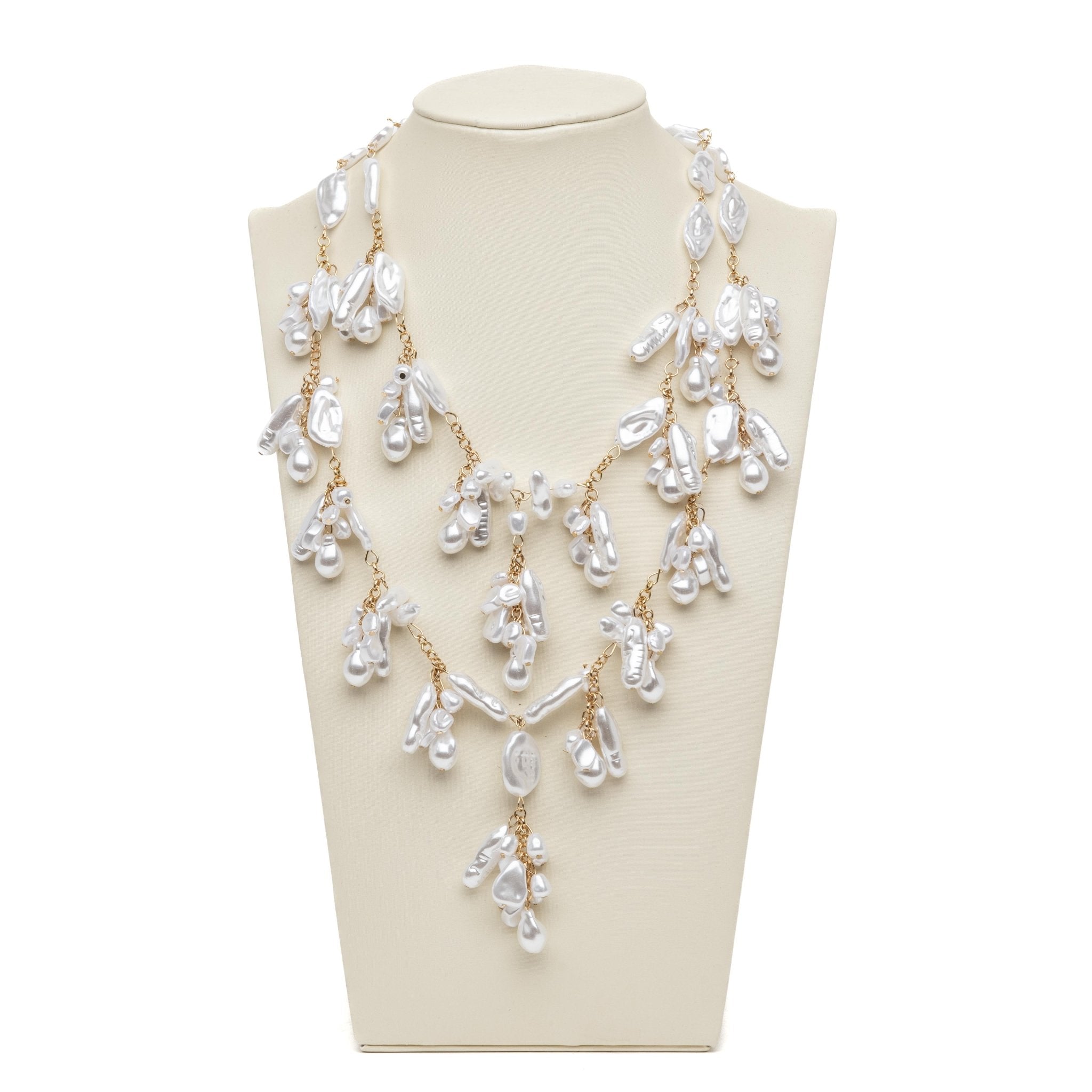 Collana con doppi fili con pietre avorio - TreemmeCreazioni