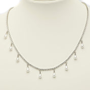 Collana in micro strass con perle applicate a goccia. - TreemmeCreazioni