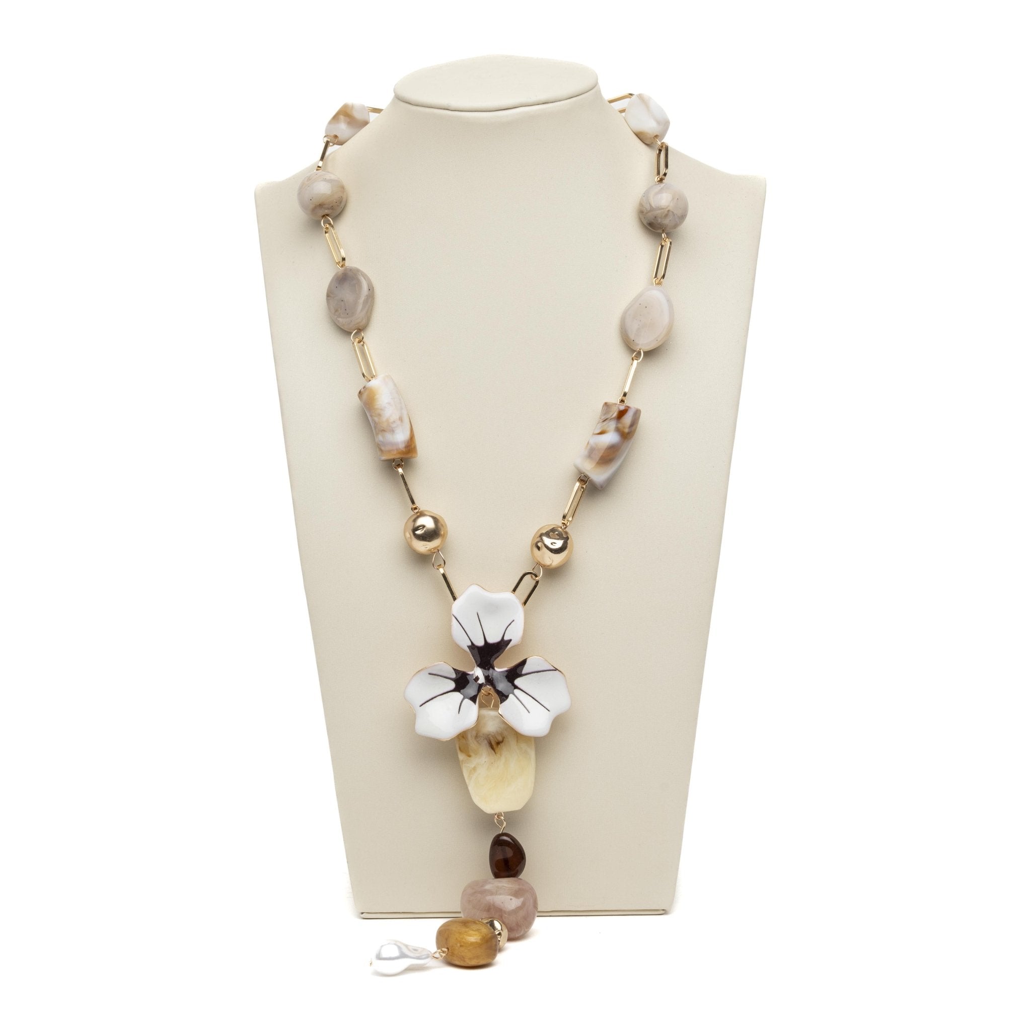 Collana lunga con fiore. - TreemmeCreazioni