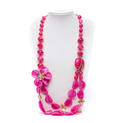 Collana lunga doppia con pietre fuxia. - TreemmeCreazioni