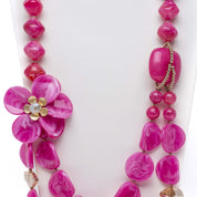 Collana lunga doppia con pietre fuxia. - TreemmeCreazioni