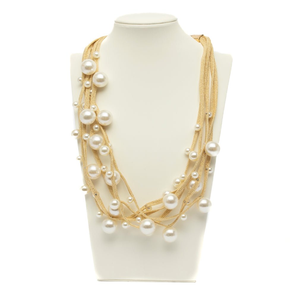 Collana multifili dorata con perle. - TreemmeCreazioni