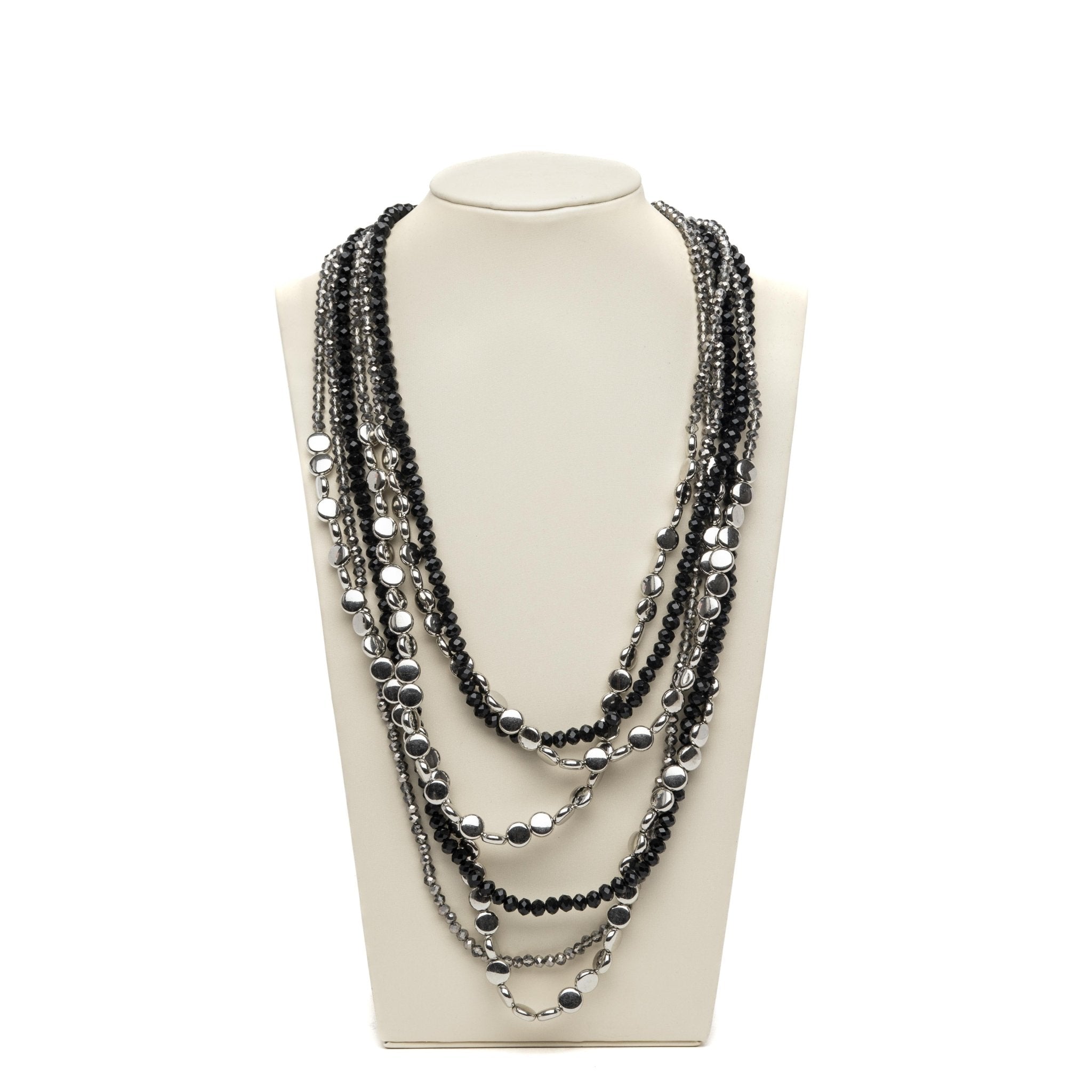 Collana multistrati argento e nero. - TreemmeCreazioni