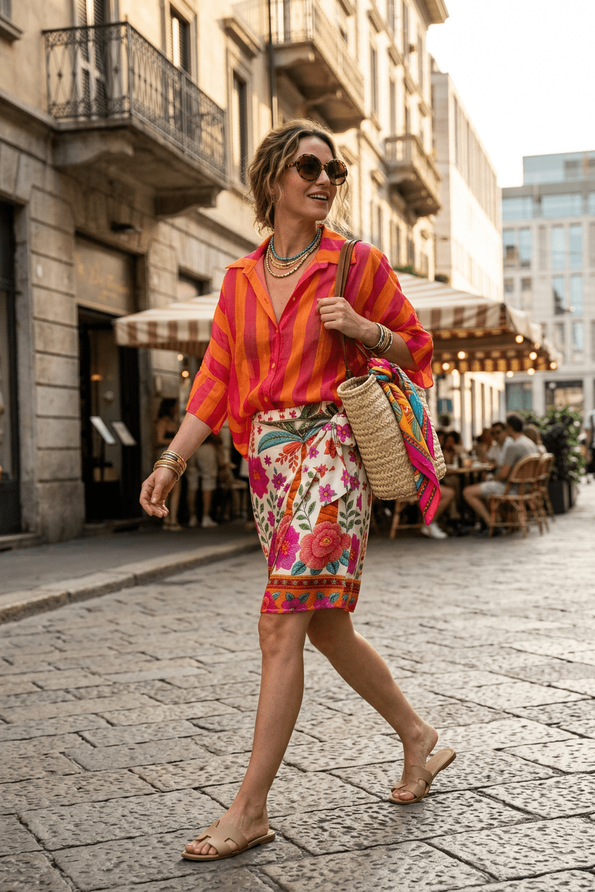Completo camicia e gonna arancione - TreemmeCreazioni