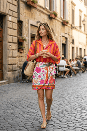 Completo camicia e gonna arancione - TreemmeCreazioni