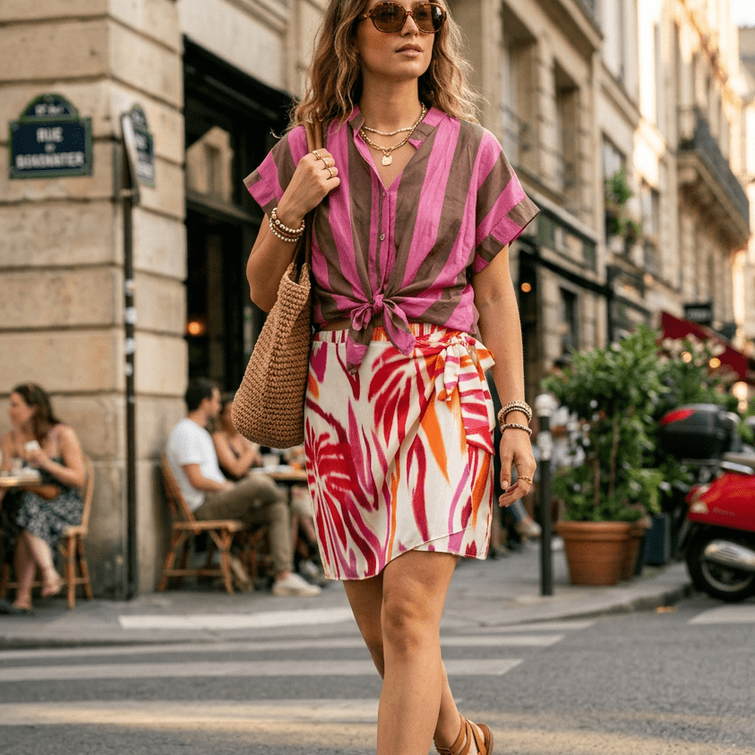Completo camicia e gonna rosa - TreemmeCreazioni
