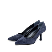 Décolleté in camoscio blu con scollo a cuore - TreemmeCreazioni