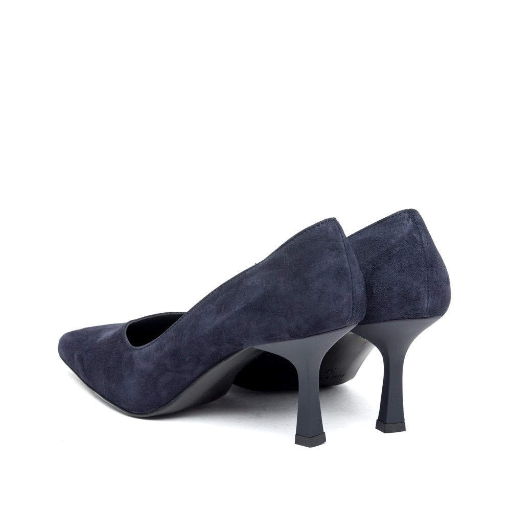 Décolleté in camoscio blu con scollo a cuore - TreemmeCreazioni