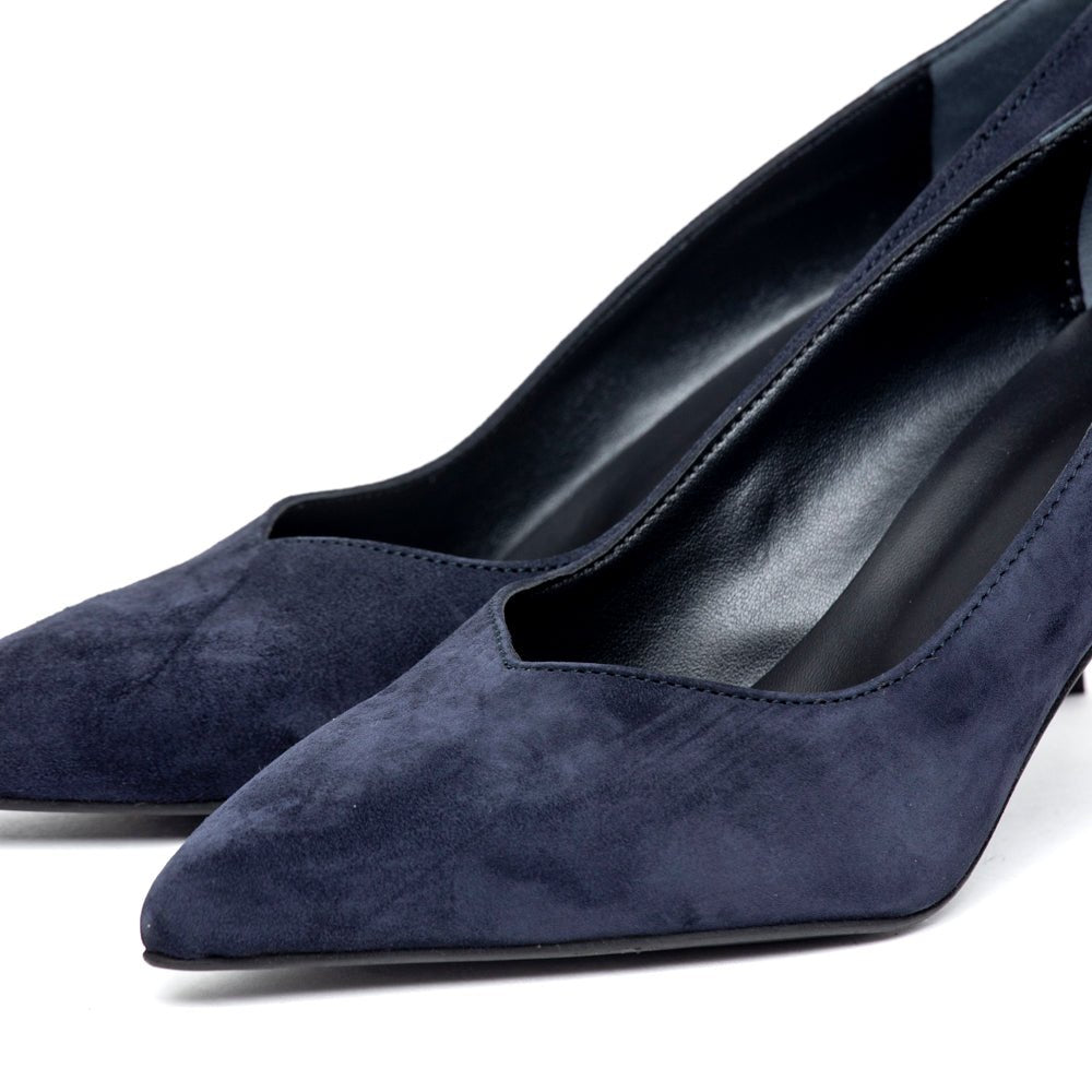 Décolleté in camoscio blu con scollo a cuore - TreemmeCreazioni
