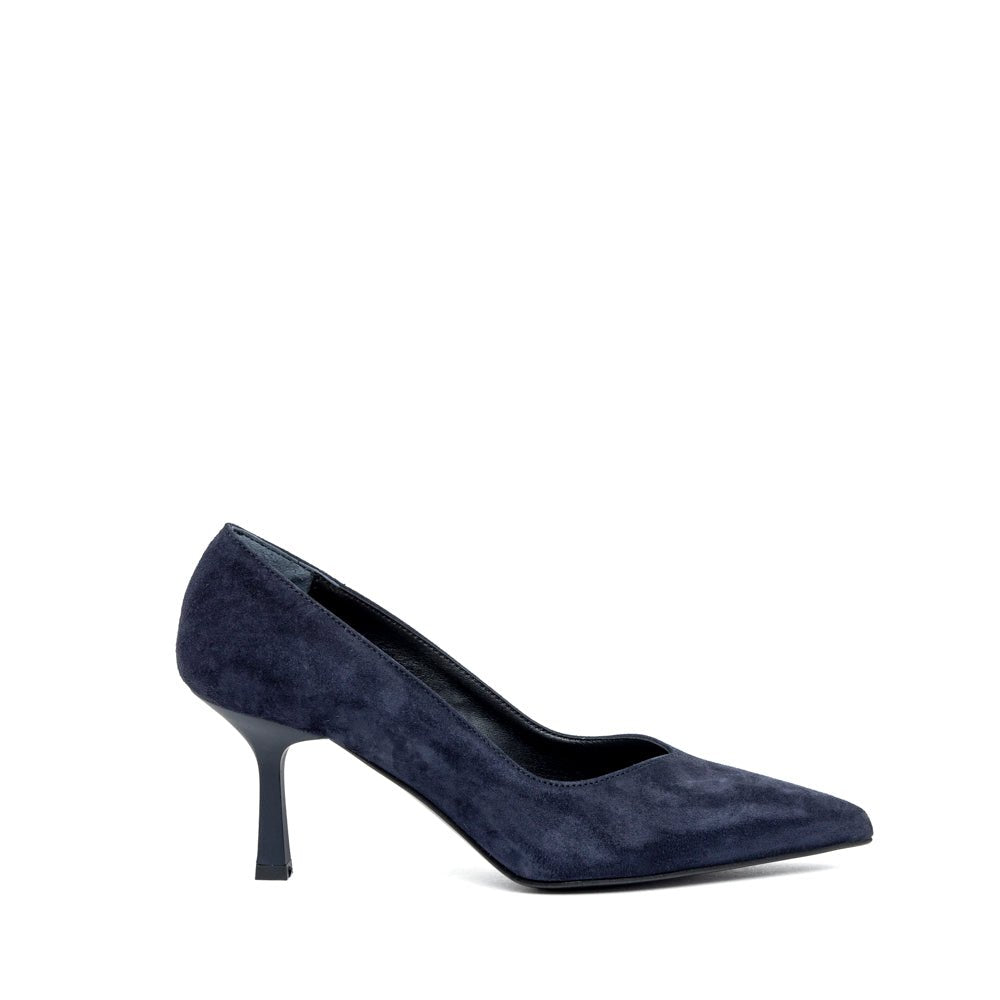 Décolleté in camoscio blu con scollo a cuore - TreemmeCreazioni