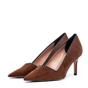 Décolleté in camoscio snegg marrone. - TreemmeCreazioni