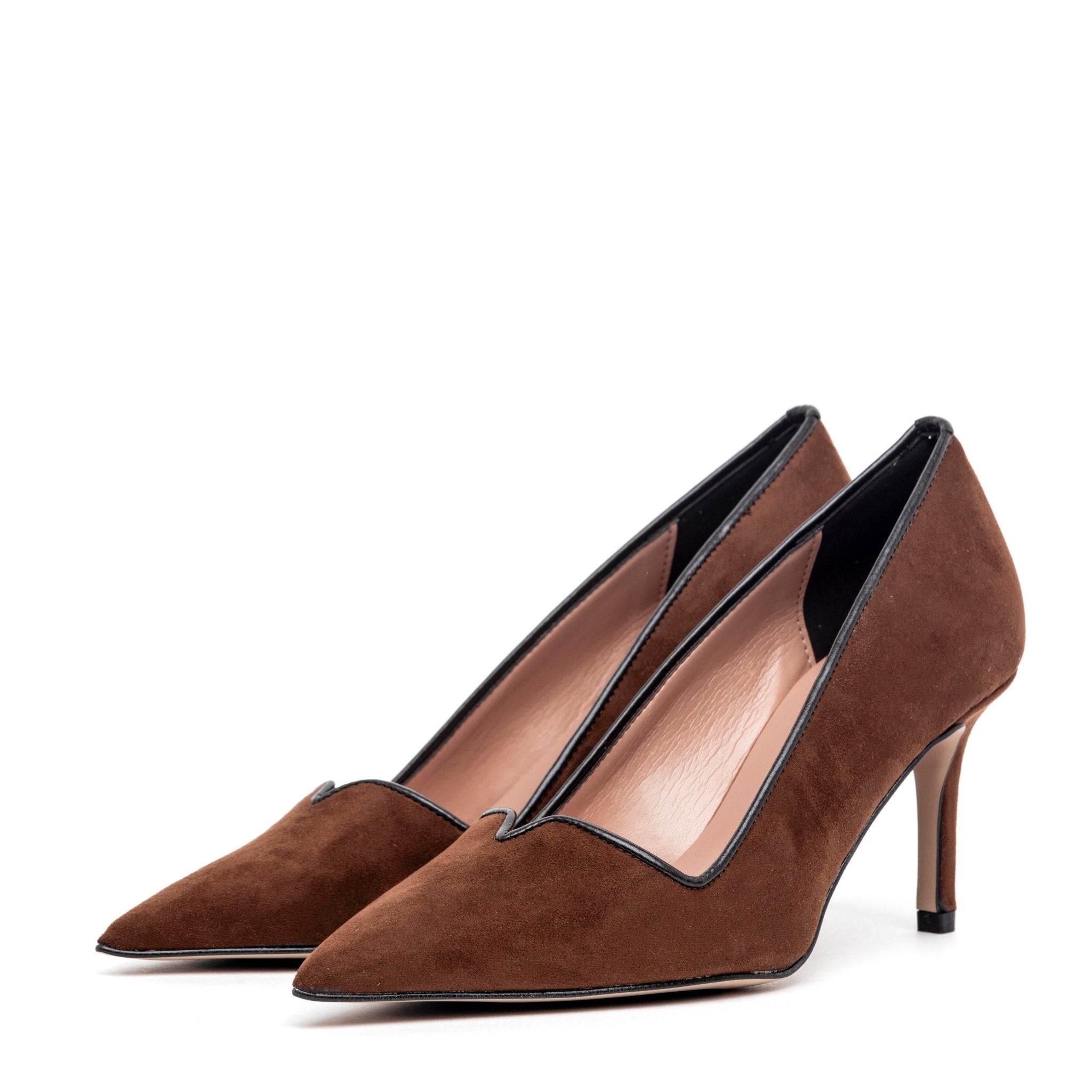 Décolleté in camoscio snegg marrone. - TreemmeCreazioni