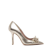 Décolleté in charme platino con fiocchetti