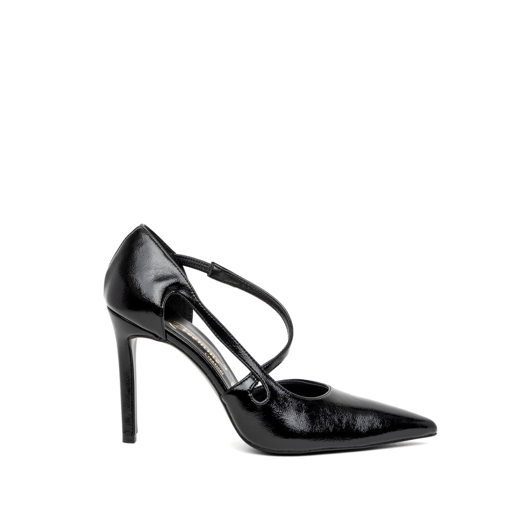 Décolleté in ciack nero con cinturino. - TreemmeCreazioni