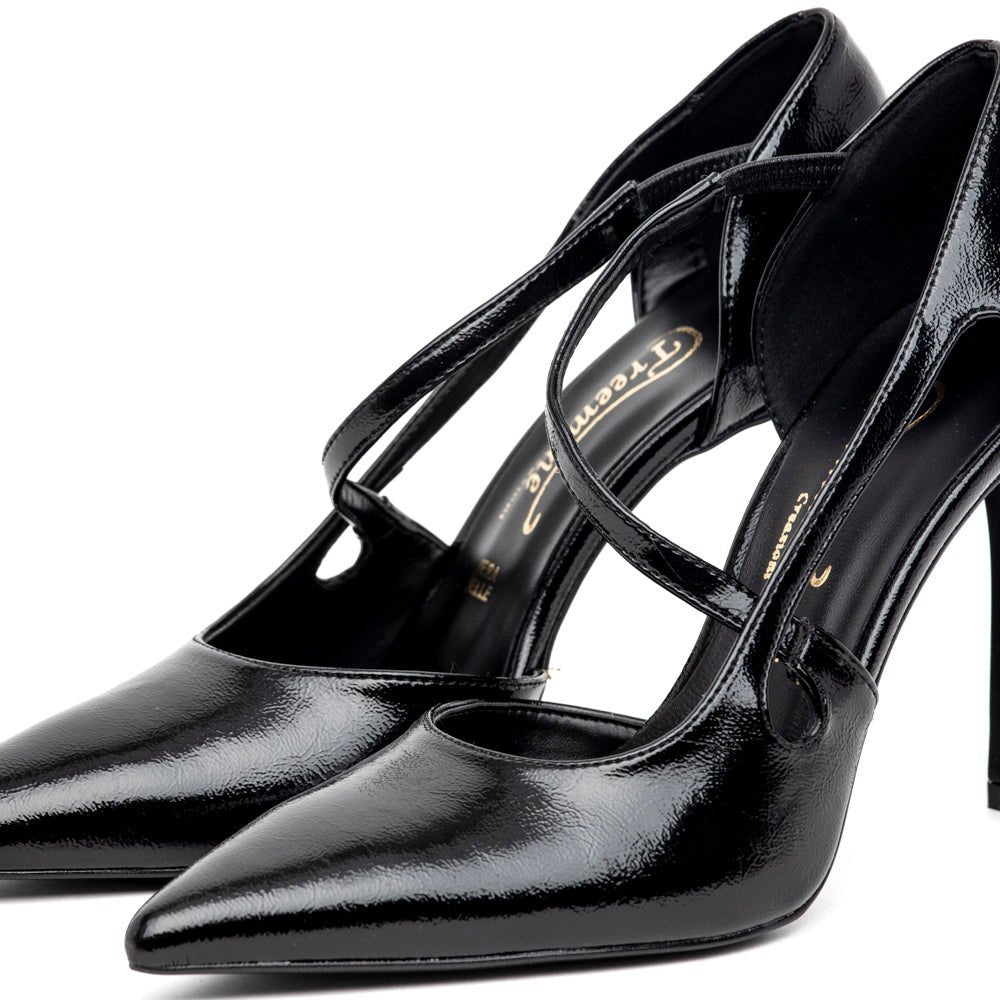 Décolleté in ciack nero con cinturino. - TreemmeCreazioni