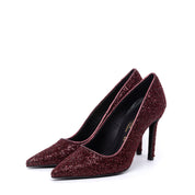 Décolleté in glitterone bordeaux con tacco. - TreemmeCreazioni