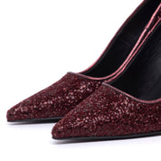 Décolleté in glitterone bordeaux con tacco. - TreemmeCreazioni