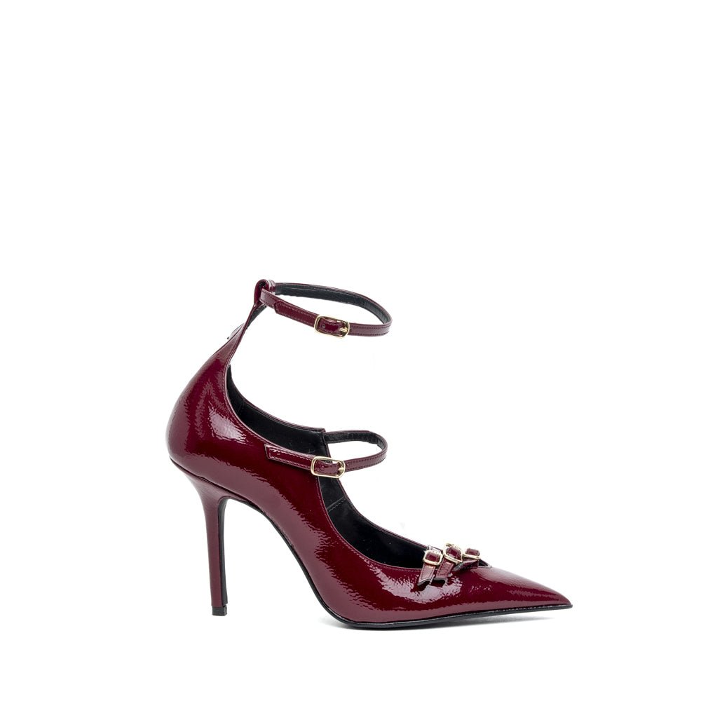 Décolleté in naplak rosso bordeaux con cinturini - TreemmeCreazioni