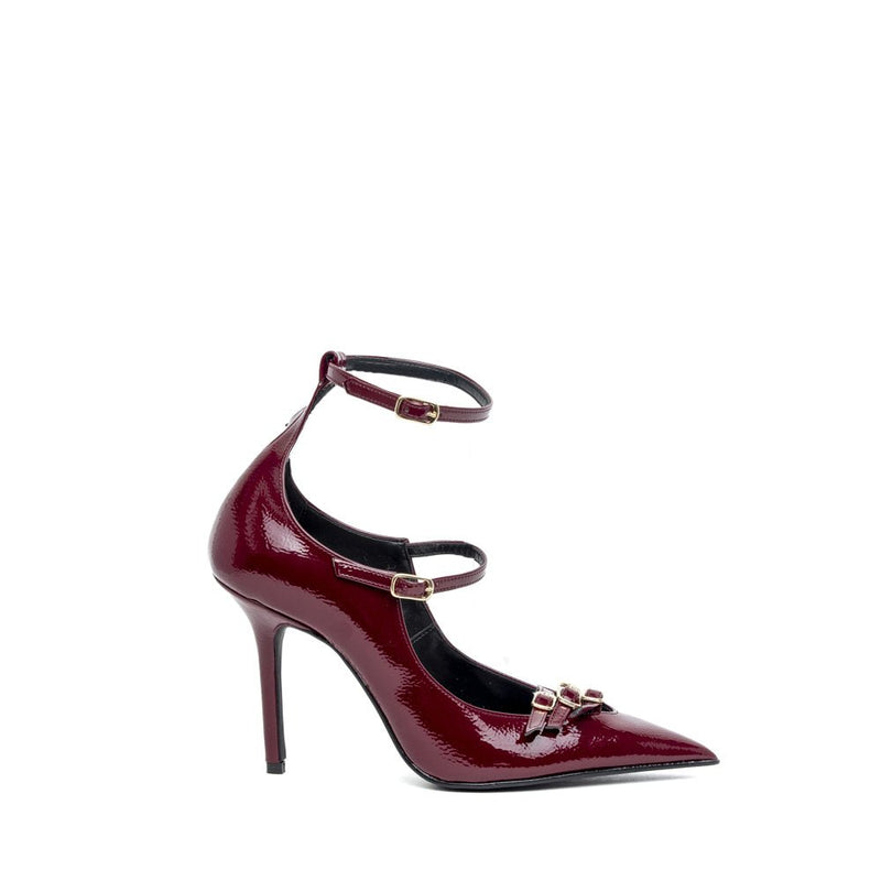 Décolleté in naplak rosso bordeaux con cinturini - TreemmeCreazioni