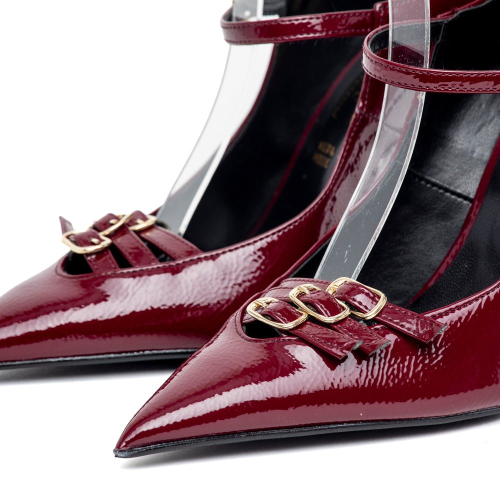 Décolleté in naplak rosso bordeaux con cinturini - TreemmeCreazioni
