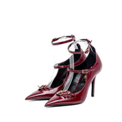 Décolleté in naplak rosso bordeaux con cinturini - TreemmeCreazioni