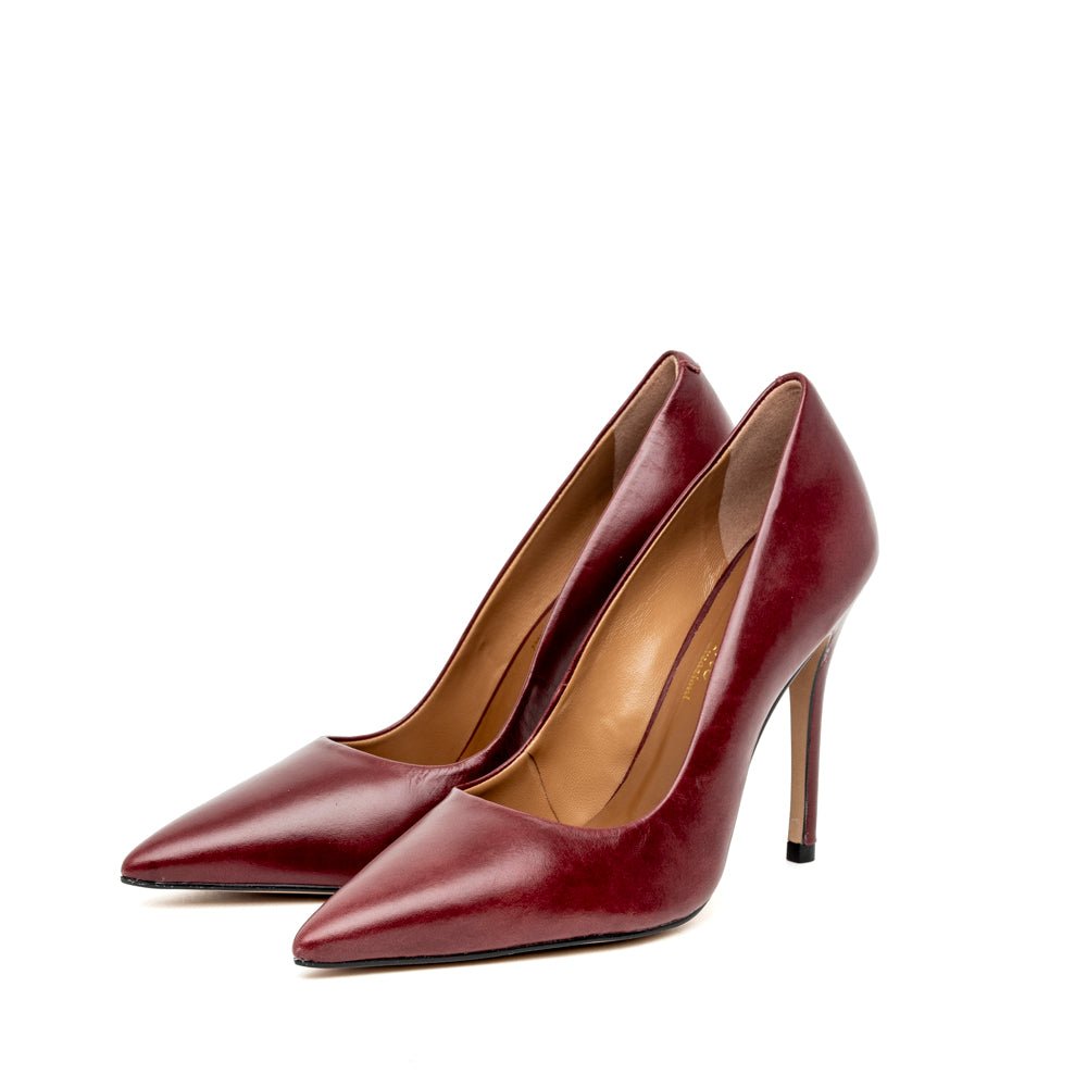 Décolleté in nappa bordeaux con forma a punta - TreemmeCreazioni