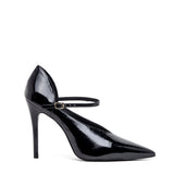 Décolleté in pelle naplak nero con cinturino.