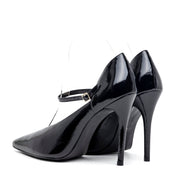 Décolleté in pelle naplak nero con cinturino. - TreemmeCreazioni