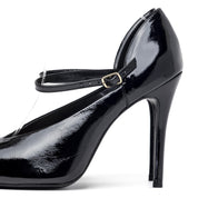 Décolleté in pelle naplak nero con cinturino. - TreemmeCreazioni