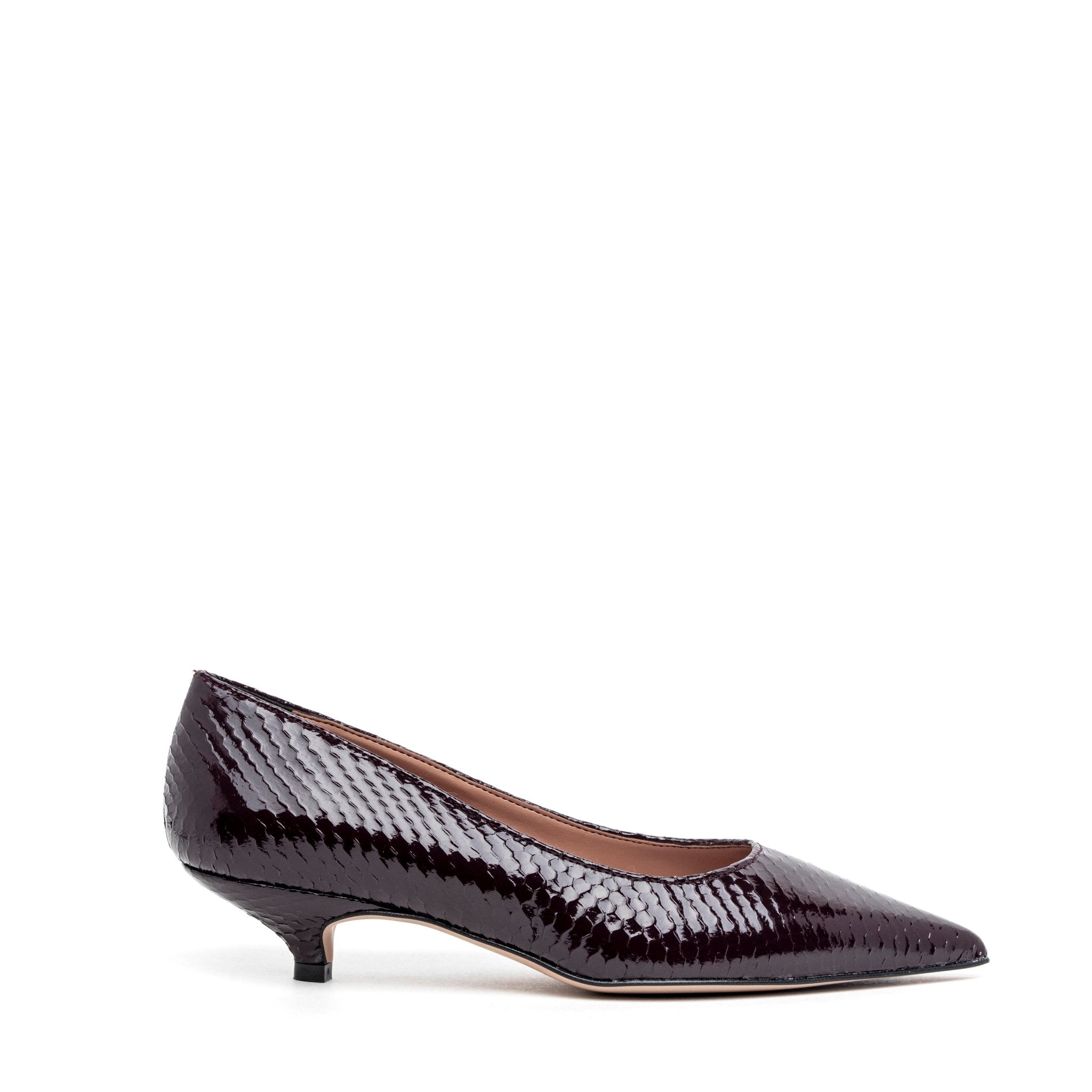 Décolleté in stampa pitonata bordeaux. - TreemmeCreazioni