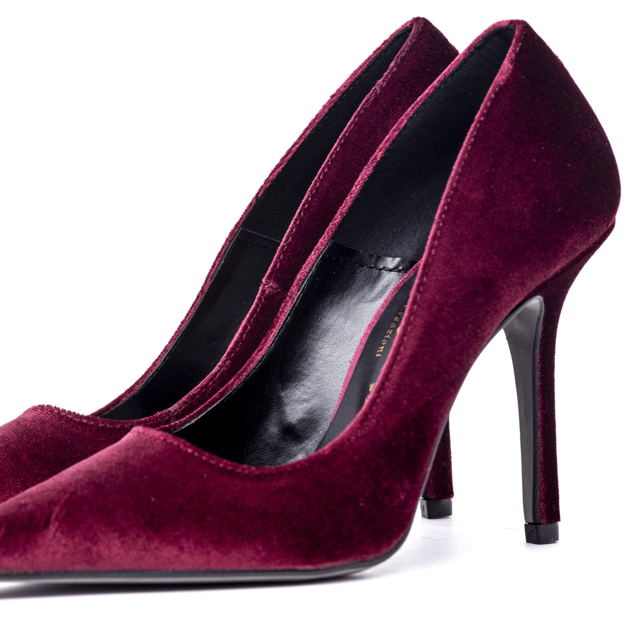 Décolleté in velluto bordeaux con tacco. - TreemmeCreazioni