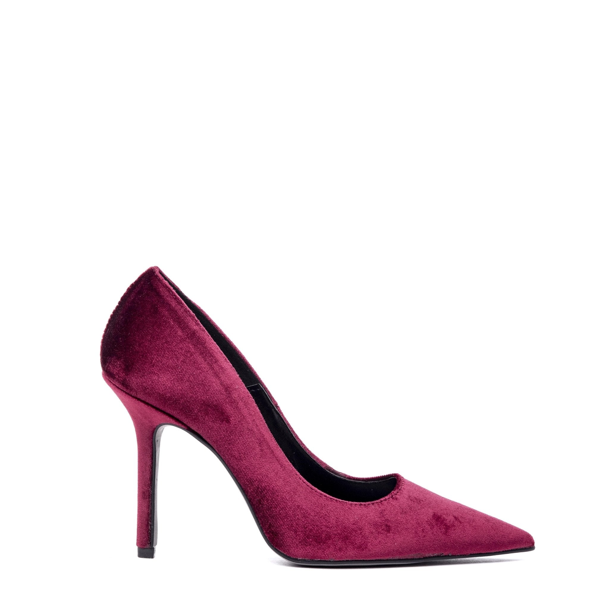 Décolleté in velluto bordeaux con tacco. - TreemmeCreazioni