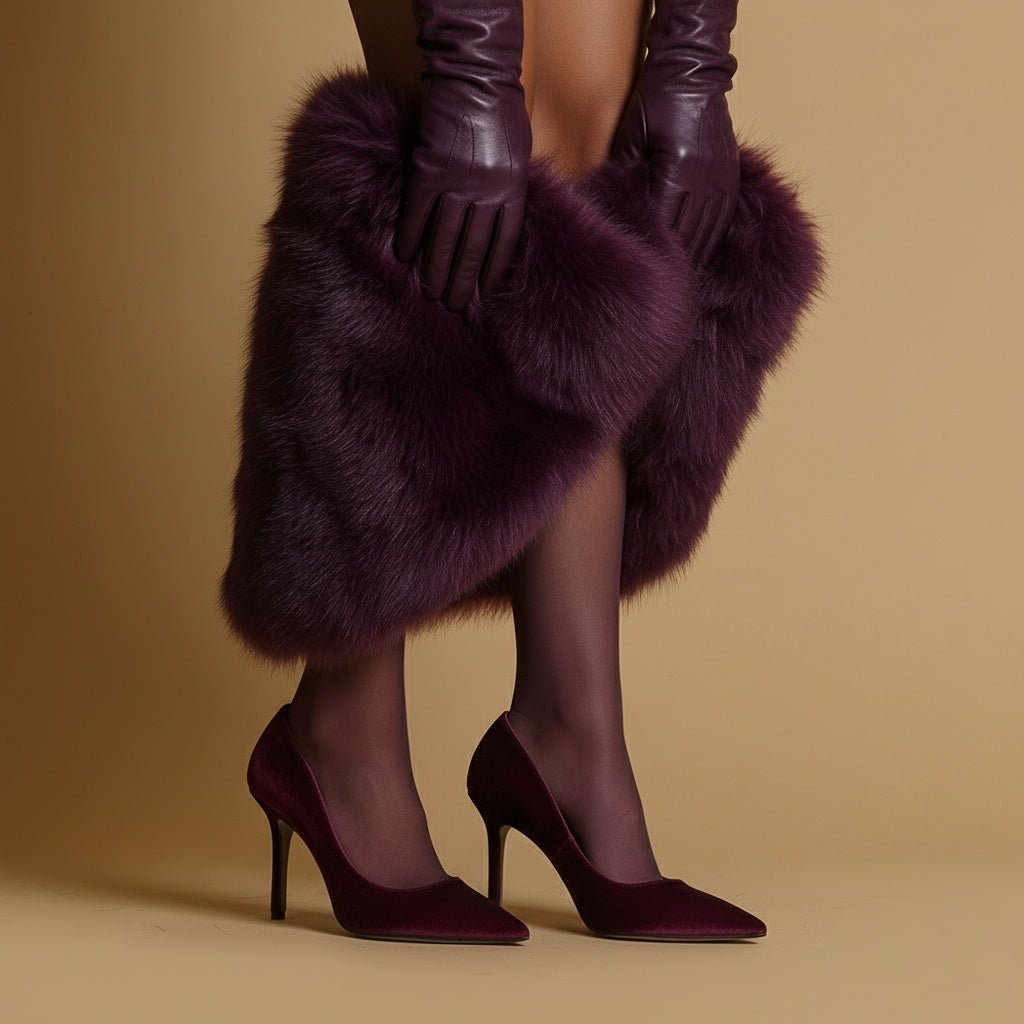 Décolleté in velluto bordeaux con tacco. - TreemmeCreazioni