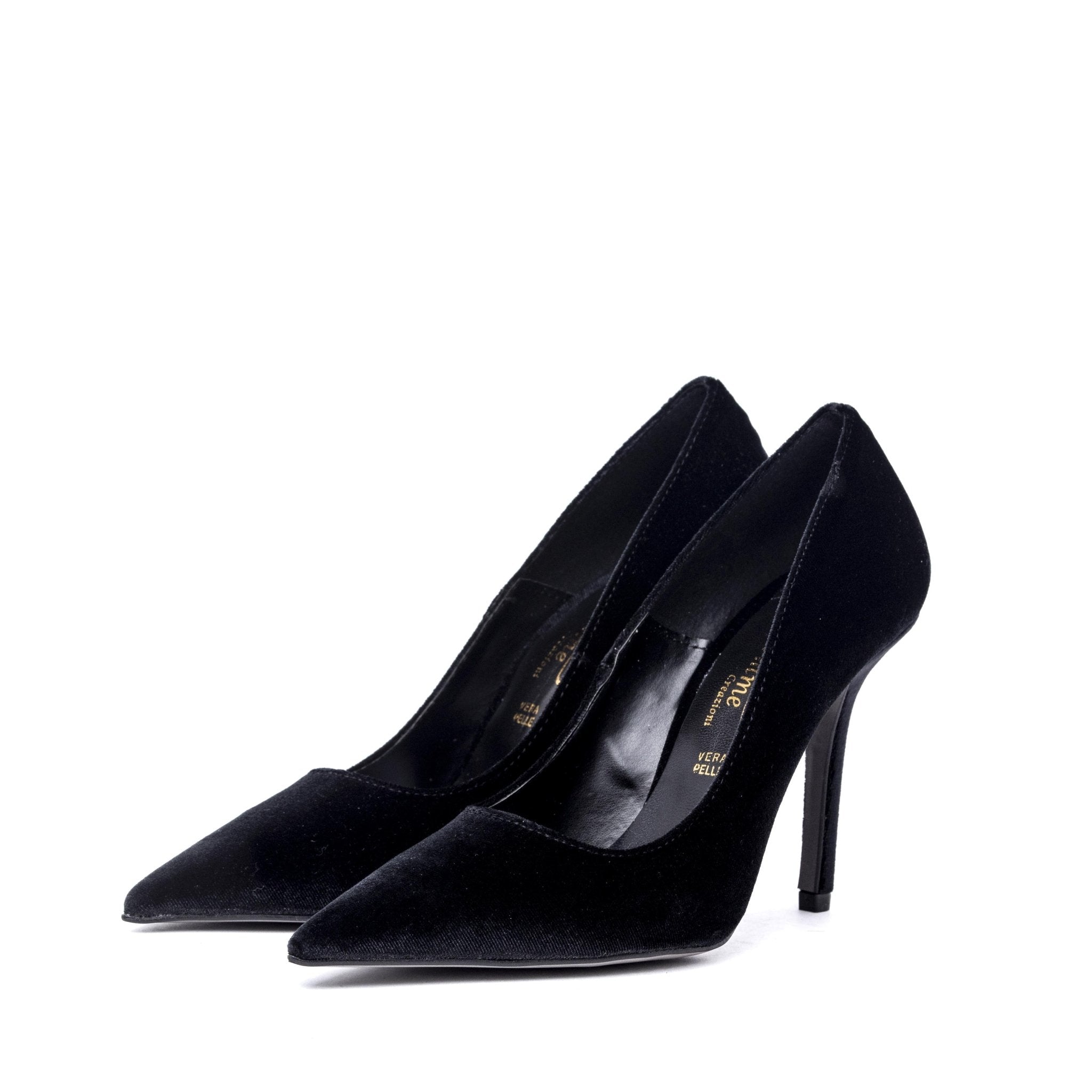 Décolleté in velluto nero con tacco. - TreemmeCreazioni