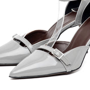 Décolleté in vernice grigio con cinturino - TreemmeCreazioni