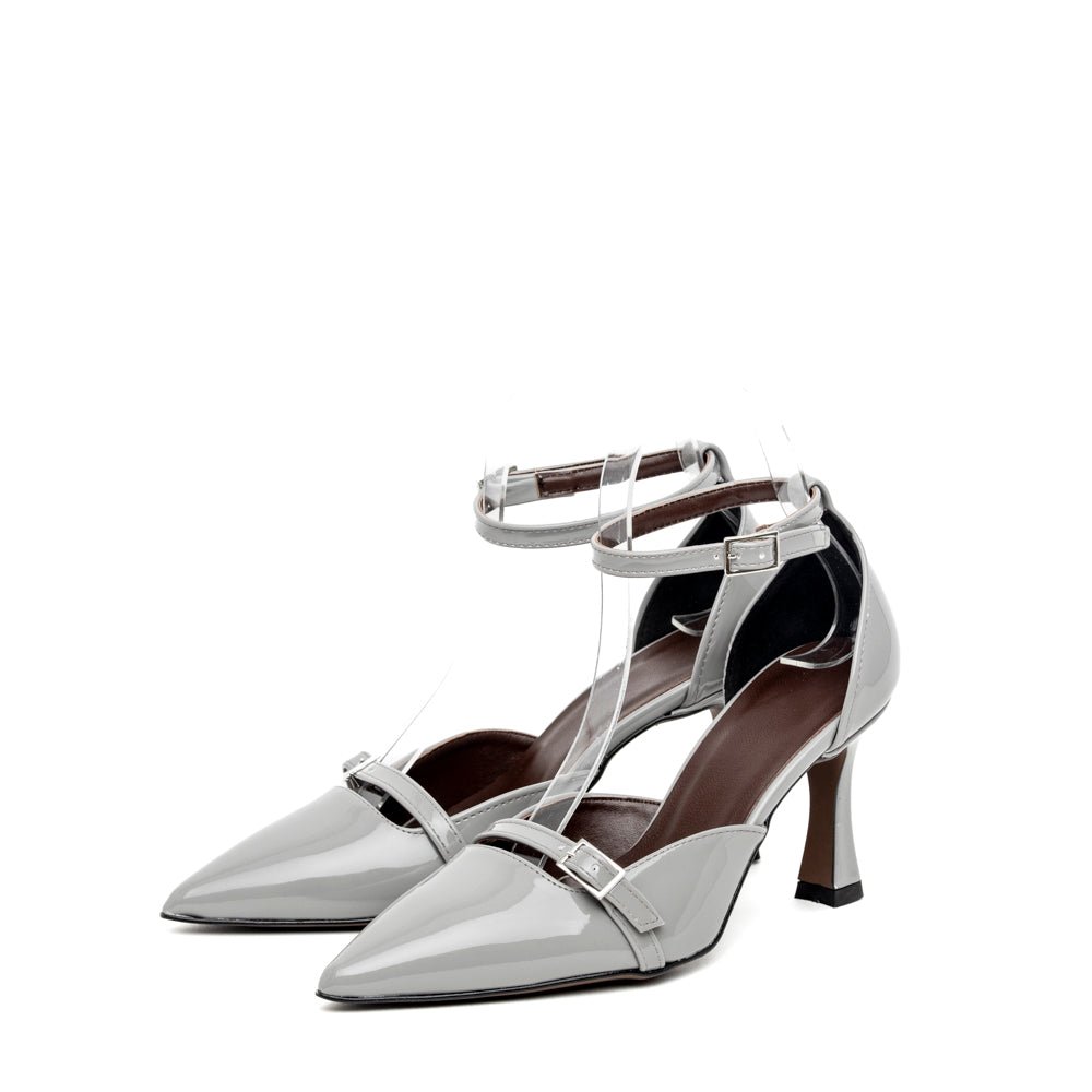 Décolleté in vernice grigio con cinturino - TreemmeCreazioni