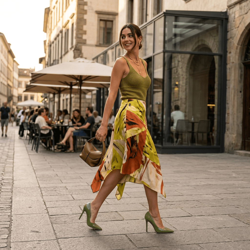 Décolleté in vernice verde oliva. - TreemmeCreazioni