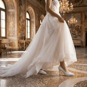 Décolleté Sposa in liz bianco con plateau. - TreemmeCreazioni