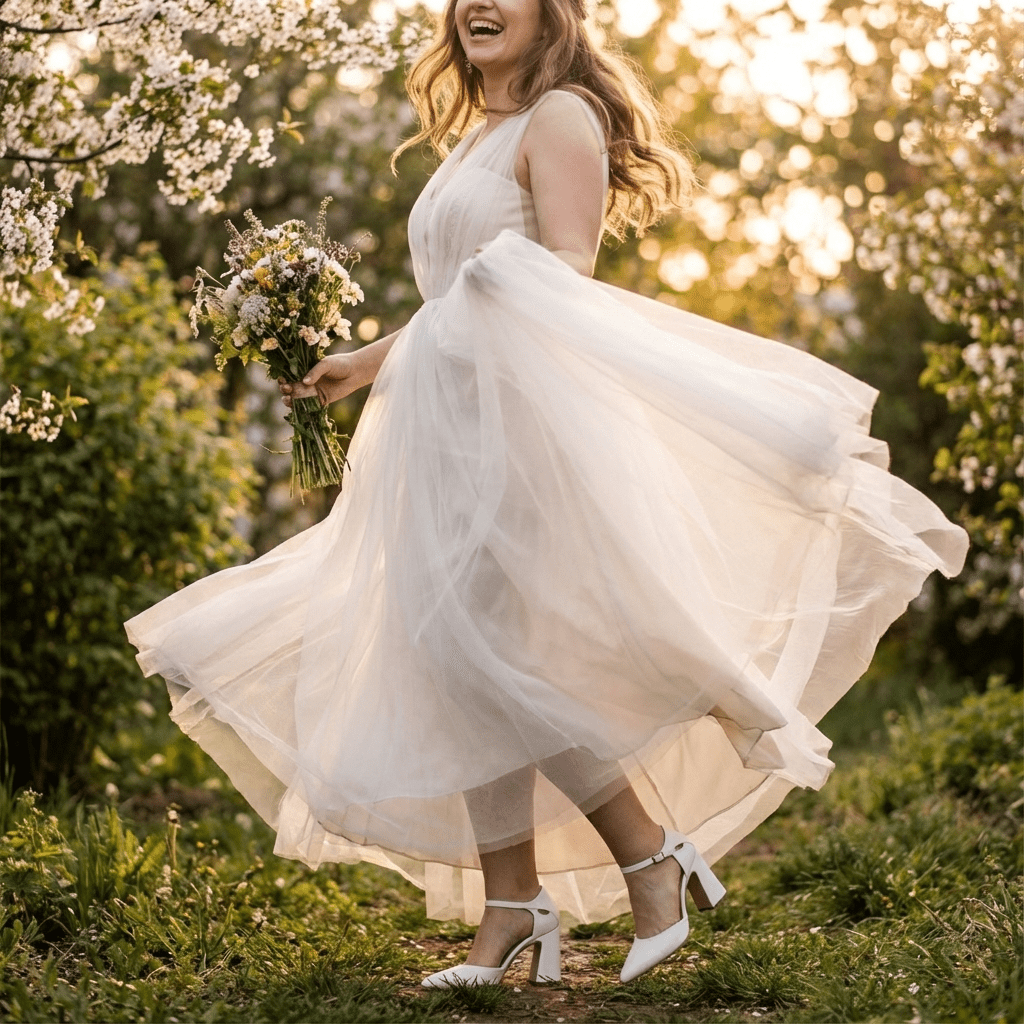 Décolleté Sposa in liz bianco con tacco largo. - TreemmeCreazioni