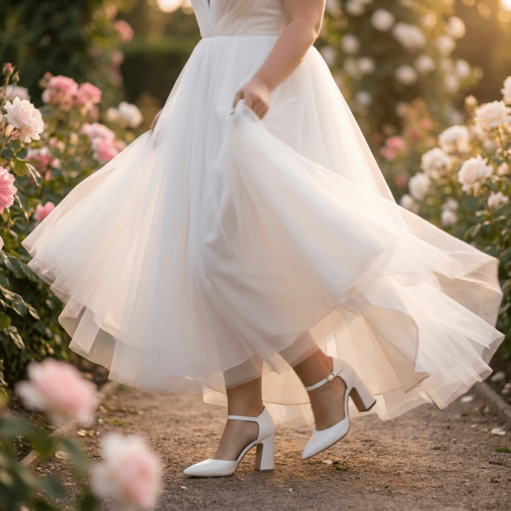 Décolleté Sposa in liz bianco con tacco largo. - TreemmeCreazioni