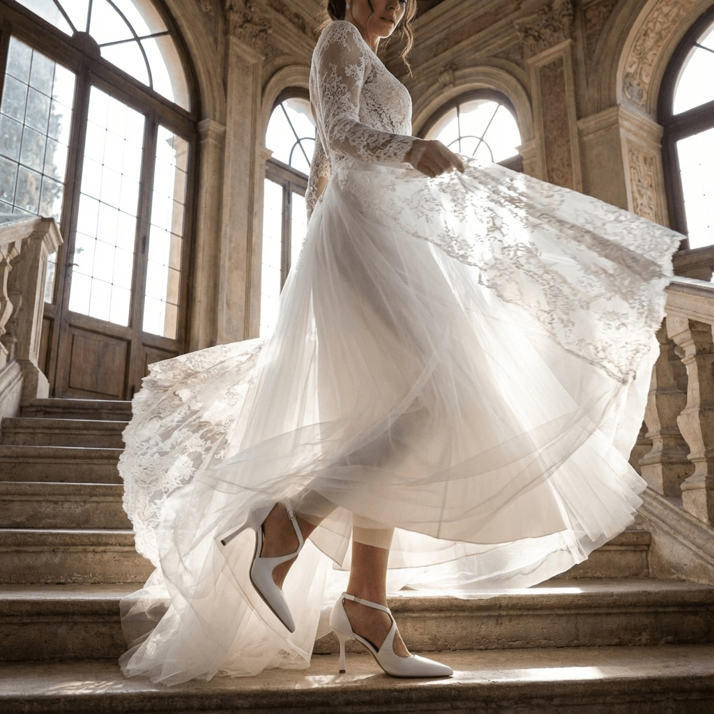 Décolleté Sposa in pelle bianca con incrocio. - TreemmeCreazioni