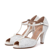 Décolleté Sposa modello tanguera in glitter bianco. - TreemmeCreazioni