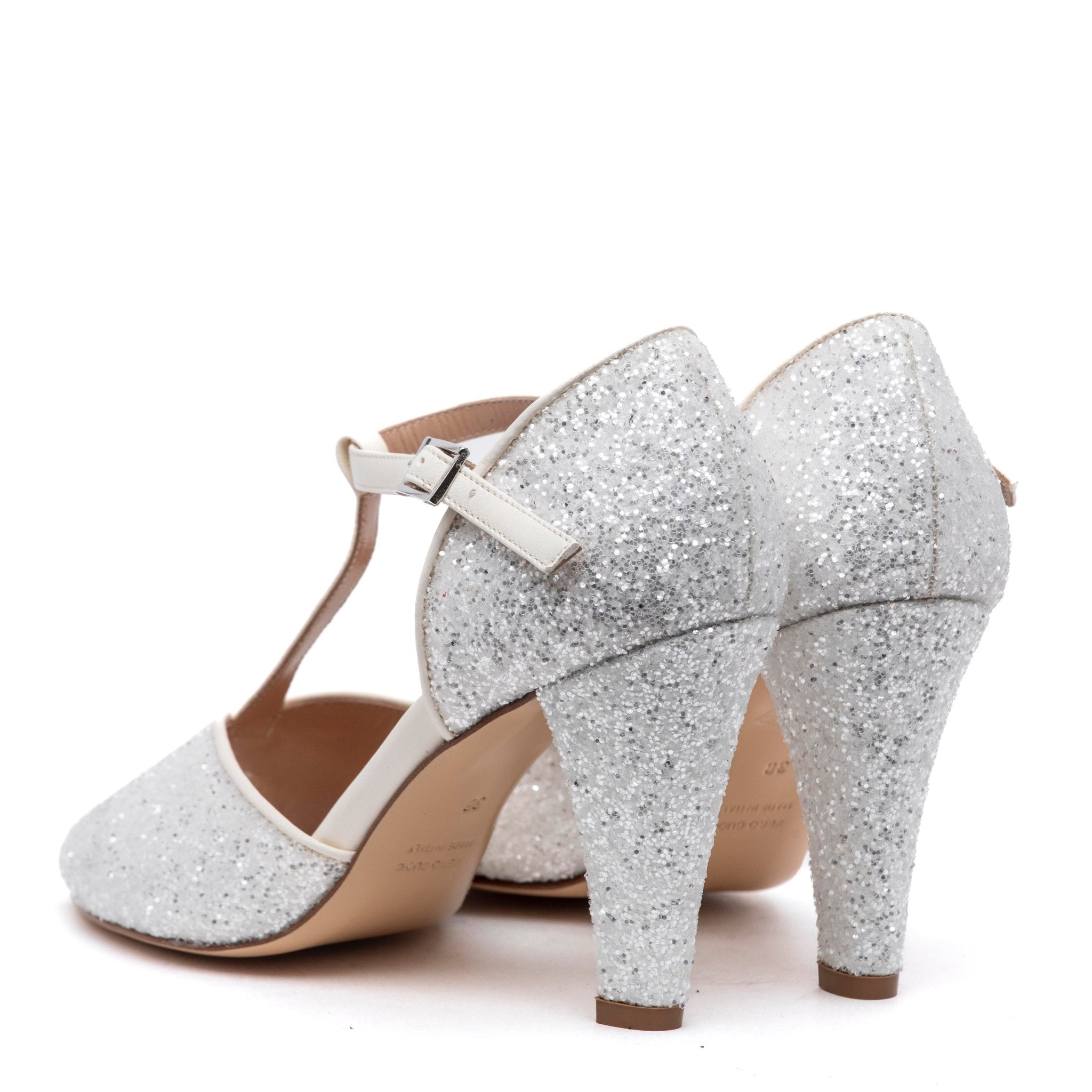 Décolleté Sposa modello tanguera in glitter bianco. - TreemmeCreazioni